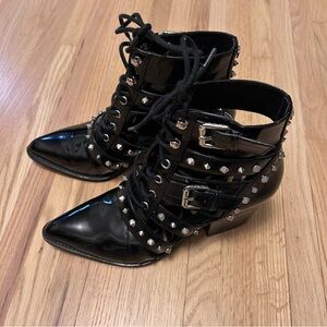 Sam Edelman Black Studded Ankle Boots - New!
